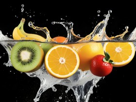 Frische Früchte im Wassersplash
