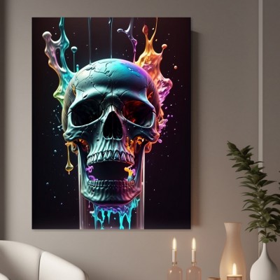 Bunter Totenkopf mit Farbspritzern