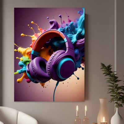 Bunte Kopfhörer mit Farbsplash