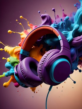 Bunte Kopfhörer mit Farbsplash