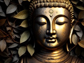 Goldener Buddha im Blätterwald
