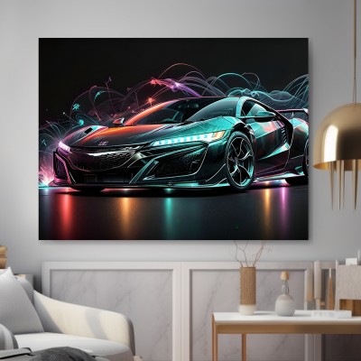 Neon Sportwagen bei Nacht