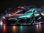 Neon Sportwagen bei Nacht