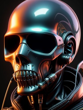 Futuristischer Cyborg-Schädel