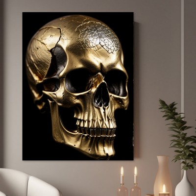 Goldener Totenkopf auf Schwarz