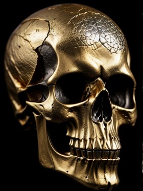 Goldener Totenkopf auf Schwarz Goldener Totenkopf auf Schwarz