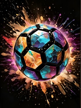 Bunter Fußball mit Farbsplash
