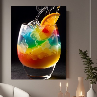 Bunter Cocktail mit Orange