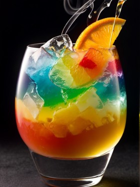Bunter Cocktail mit Orange