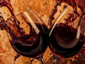 Rotwein im eleganten Schwung