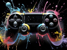 Gaming Controller mit Farbsplash