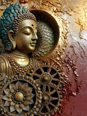 Goldener Buddha Relief