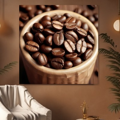 Kaffeebohnen in Holzschale