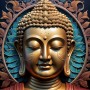 Goldener Buddha mit Blätterornamenten