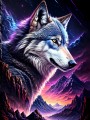Majestätischer Wolf im Neongebirge