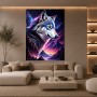 Majestätischer Wolf im Neongebirge