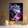 Majestätischer Wolf im Neongebirge