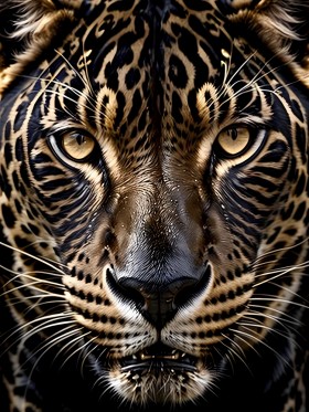 Jaguar Blick in Gold und Schwarz