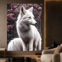 Weißer Fuchs unter Kirschblüten