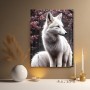 Weißer Fuchs unter Kirschblüten