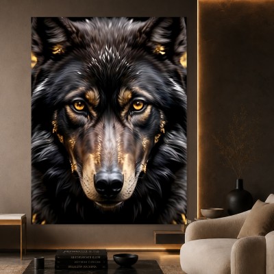 Wolfsporträt mit goldenen Augen