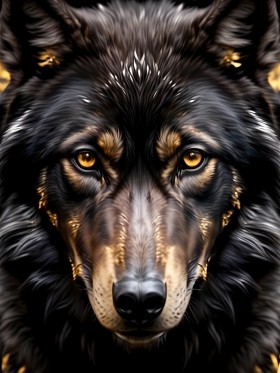 Wolfsporträt mit goldenen Augen