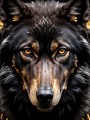 Wolfsporträt mit goldenen Augen