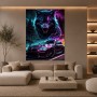 Neon Wolf mit Sportwagen
