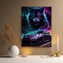 Neon Wolf mit Sportwagen