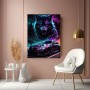 Neon Wolf mit Sportwagen
