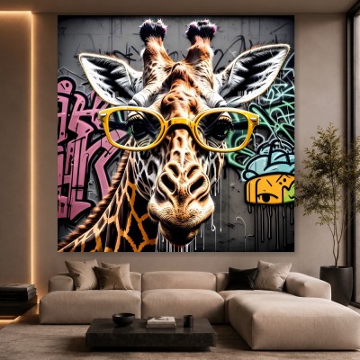 Coole Giraffe mit gelber Brille