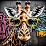 Coole Giraffe mit gelber Brille