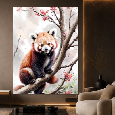 Roter Panda im Blütenbaum