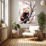 Roter Panda im Blütenbaum