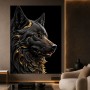 Schwarzer Wolf mit Goldakzenten