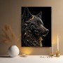 Schwarzer Wolf mit Goldakzenten