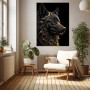 Schwarzer Wolf mit Goldakzenten