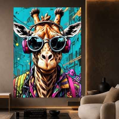 Coole Giraffe mit Kopfhörern