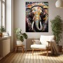 Elefant mit Kopfhörern Leinwandbild