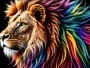 Farbenprächtiger Löwe mit Regenbogenmähne