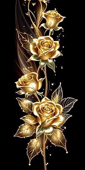Goldene Rosen auf Schwarz Goldene Rosen auf Schwarz