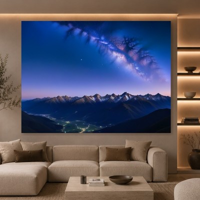 Sternenhimmel über majestätischem Gebirge