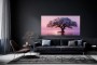 Blühender Baum im rosa Abendlicht