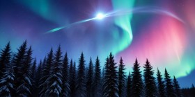 Polarlichter über Winterwald