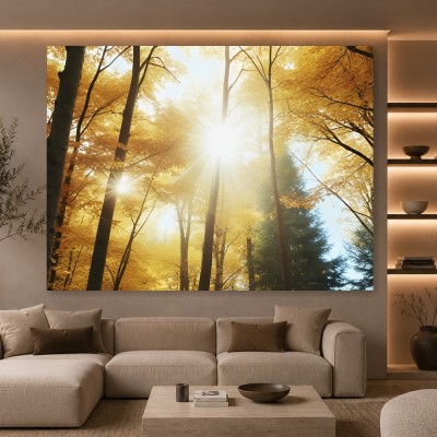 Goldener Herbstwald im Sonnenlicht