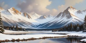Winterliche Berglandschaft am See