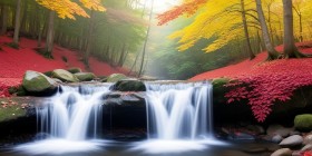 Herbstlicher Wasserfall im Wald