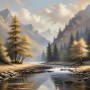 Alpine Flusslandschaft im Herbst