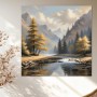 Alpine Flusslandschaft im Herbst