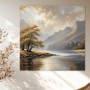 Goldene Berglandschaft am See